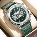 Poedagar 838 Quartz Chronograph Green Leather Strap